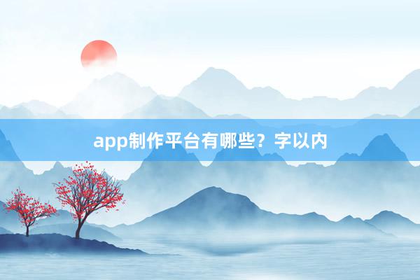 app制作平台有哪些？字以内